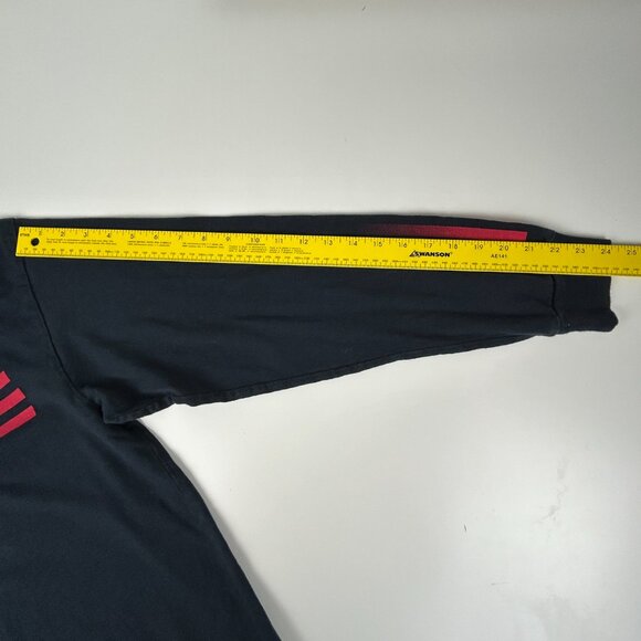 Adidas Shirt Youth L Black Three‎ Stripes Graphic Y2K Long Sleeve Boys Pullover - Picture 7 of 10